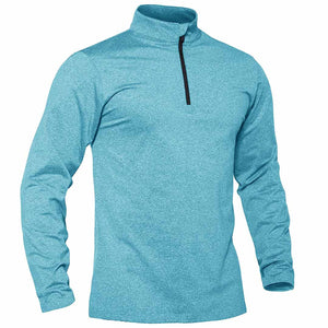 TACVASEN Lake Blue Men's Quarter Zip Thermal Fleece Lined Pullover Sweatshirt