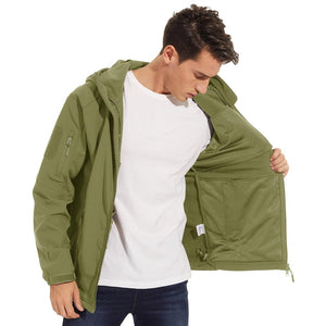 TACVASEN Navy Men's Tactical Jacket with Hood Softshell Coat