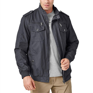 TACVASEN Dark Grey Men's Military Cargo Jacket Lightweight Tactical Windbreaker