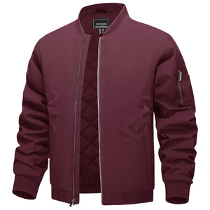 TACVASEN Wine Red Thermal Quilted Waterproof Bomber Jacket