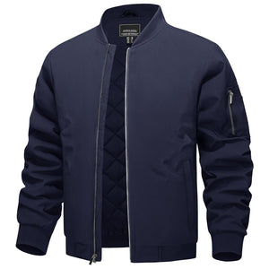TACVASEN Navy Thermal Quilted Waterproof Bomber Jacket