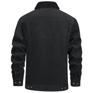 TACVASEN Dark Gray Men's Corduroy Jacket Sherpa Lined Warm Winter Coat Cargo Jacket