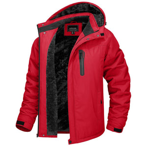 TACVASEN Red Insulated Fleece Lined Winter Hiking Jacket