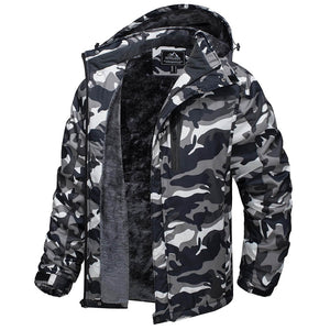 TACVASEN Black Camouflage Insulated Fleece Lined Winter Hiking Jacket