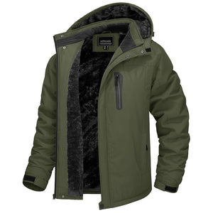 TACVASEN Army Green Insulated Fleece Lined Winter Hiking Jacket