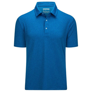 TACVASEN Sea Blue Men's Golf 3 Buttons Spread Collar Solid Quick Dry Polo Shirt