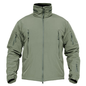 TACVASEN Army Green Men's Combat Airsoft Softshell Fleece Army Coat