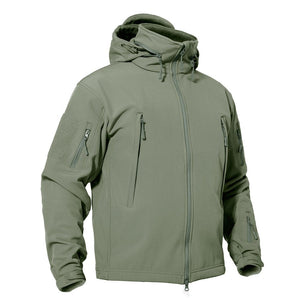 TACVASEN Army Green Men's Combat Airsoft Softshell Fleece Army Coat