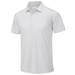 TACVASEN White Men's Dry Fit Short Sleeve Performance Golf Polo Work Shirt