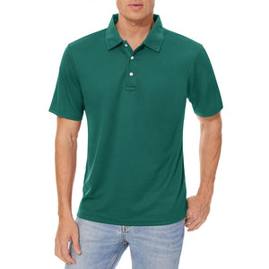 TACVASEN Emerald Green Men's Dry Fit Short Sleeve Performance Golf Polo Work Shirt