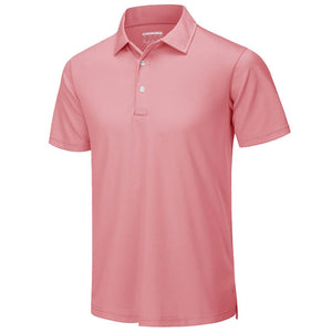 TACVASEN Grey Pink Men's Dry Fit Short Sleeve Performance Golf Polo Work Shirt
