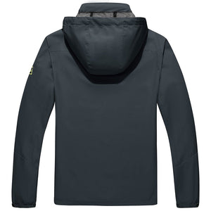 TACVASEN Grey Men's Waterproof Outdoor Hiking Jacket with Zipped Pockets