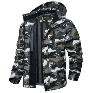TACVASEN Color Black Men's Waterproof Outdoor Hiking Jacket with Zipped Pockets