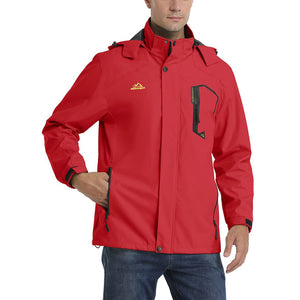 TACVASEN Red Men's Waterproof Outdoor Hiking Jacket with Zipped Pockets