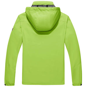 TACVASEN Bright Green Men's Waterproof Outdoor Hiking Jacket with Zipped Pockets