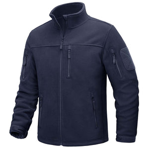 TACVASEN Navy Men's Tactical Fleece Jackets Full Zip Coat with Multi Pockets