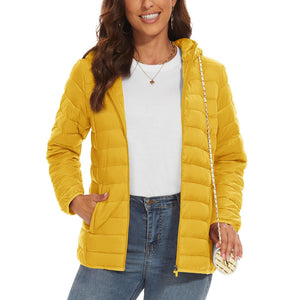 TACVASEN Emerald Green Women's Puffer Jacket Full - zip Water - Resistant Winter Hooded Coat