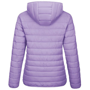 TACVASEN Light Purple Women's Puffer Jacket Full - zip Water - Resistant Winter Hooded Coat
