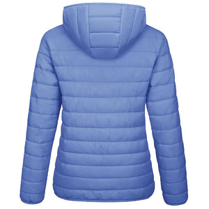TACVASEN Light Blue Women's Puffer Jacket Full - zip Water - Resistant Winter Hooded Coat