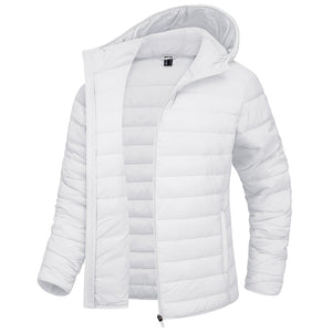 TACVASEN White Women's Puffer Jacket Full - zip Water - Resistant Winter Hooded Coat