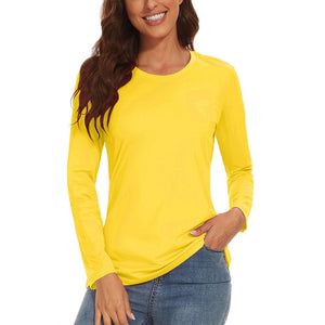 TACVASEN Yellow Women's UPF 80+ Athletic Rashguard Long Sleeve Shirt