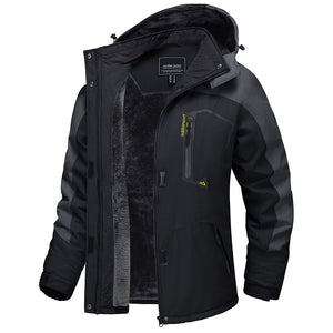 TACVASEN Black Grey Insulated Fleece Lined Winter Hiking Jacket