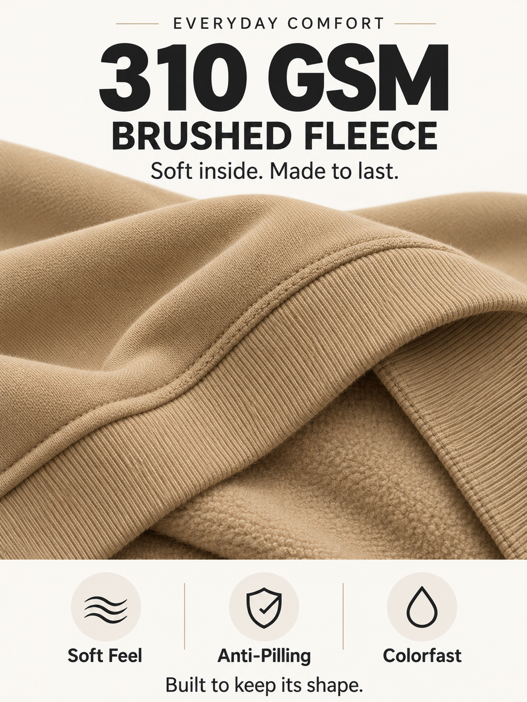 Premium 310 GSM Brushed Fleece Construction