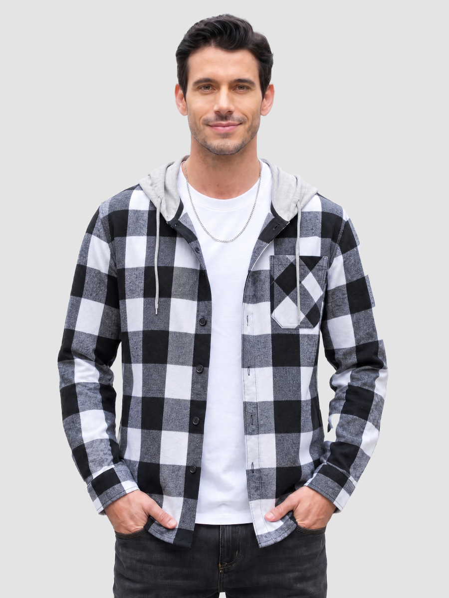 Men's Flannel Casual Lightweight Hoodies Jacket