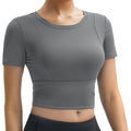 Women's Crop Workout Tops Yoga Short Sleeve