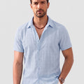 Men's Textured Casual Button Down Short Sleeve