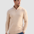 Men's 1/4 Zipper Pullover Knitted Textured Sweater