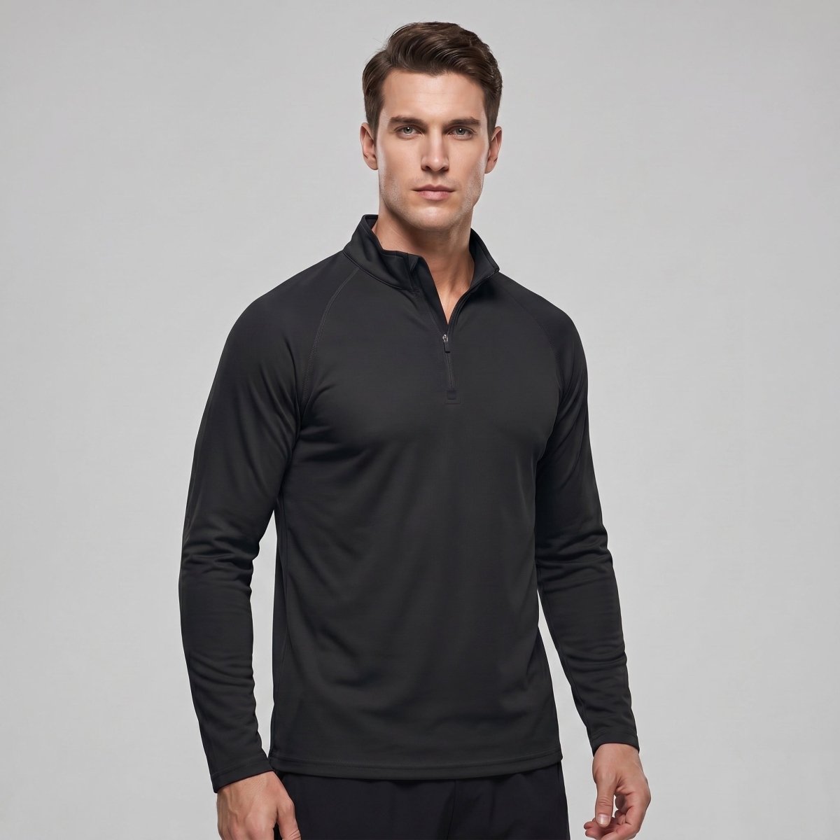 TACVASEN Black+Navy [2 Pcs set] Athletic Shirts 1/4 Pullover Zip Sun Protection
