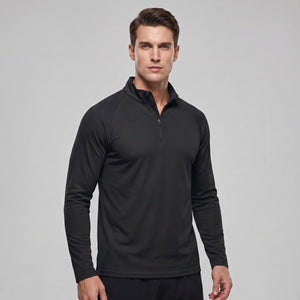 TACVASEN Black+Black [2 Pcs set] Athletic Shirts 1/4 Pullover Zip Sun Protection