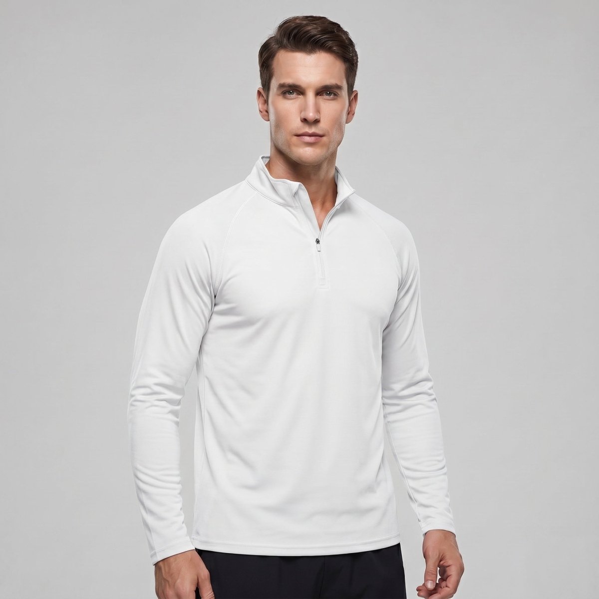 TACVASEN Black+White [2 Pcs set] Athletic Shirts 1/4 Pullover Zip Sun Protection