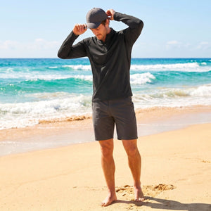 TACVASEN Black+Black [2 Pcs set] Athletic Shirts 1/4 Pullover Zip Sun Protection