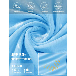 TACVASEN Light Grey + Sky Blue [2 Pcs set] Zip Up Hooded Long Sleeve Sun Protection Shirt