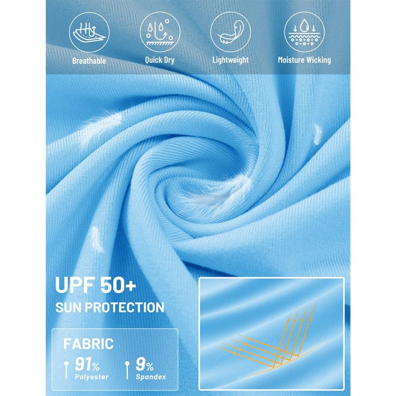 TACVASEN Light Grey + Sky Blue [2 Pcs set] Zip Up Hooded Long Sleeve Sun Protection Shirt