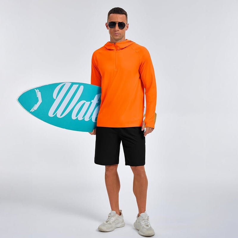 TACVASEN Orange + Orange [2 Pcs set] Zip Up Hooded Long Sleeve Sun Protection Shirt