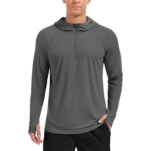 TACVASEN Dark Grey + Dark Grey [2 Pcs set] Zip Up Hooded Long Sleeve Sun Protection Shirt