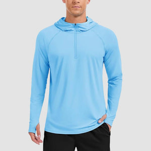 TACVASEN Light Grey + Sky Blue [2 Pcs set] Zip Up Hooded Long Sleeve Sun Protection Shirt