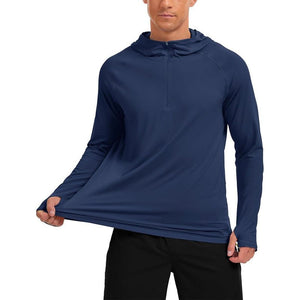 TACVASEN Navy + Navy [2 Pcs set] Zip Up Hooded Long Sleeve Sun Protection Shirt