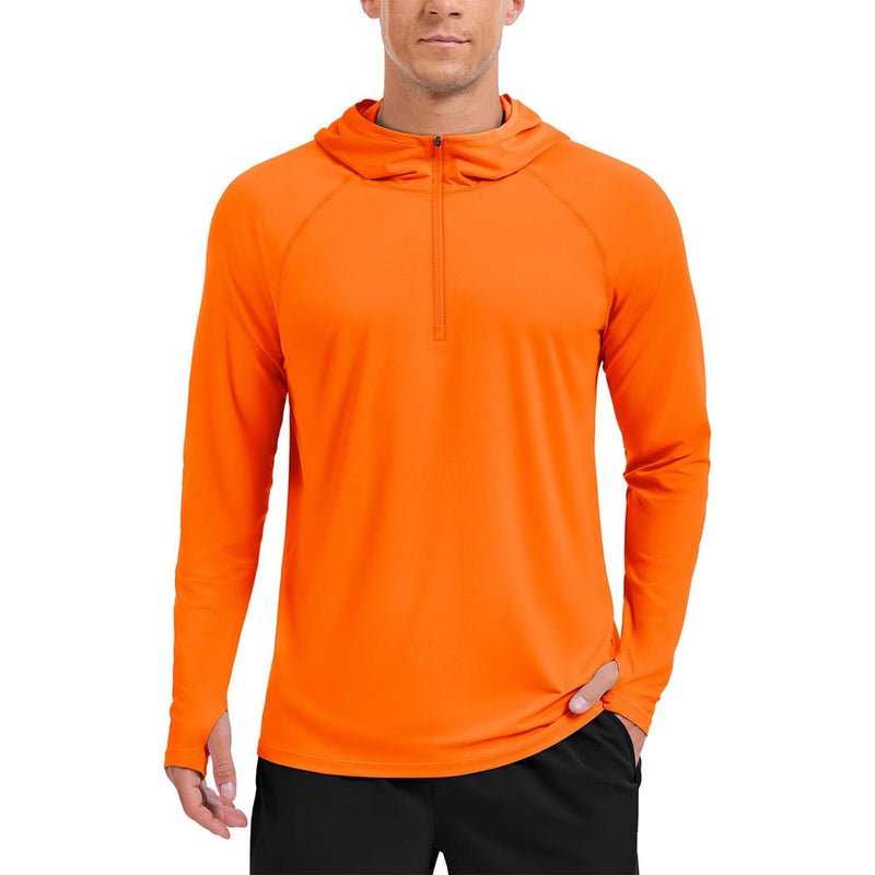 TACVASEN Sky Blue + Orange [2 Pcs set] Zip Up Hooded Long Sleeve Sun Protection Shirt