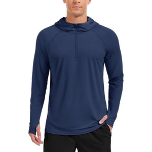 TACVASEN Black + Navy [2 Pcs set] Zip Up Hooded Long Sleeve Sun Protection Shirt
