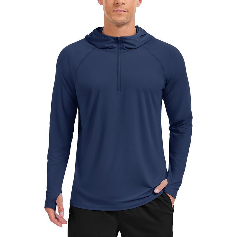 TACVASEN Black + Navy [2 Pcs set] Zip Up Hooded Long Sleeve Sun Protection Shirt