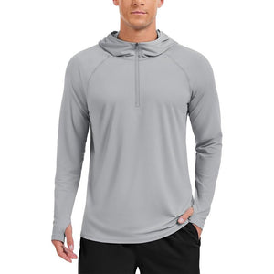 TACVASEN Light Grey + Light Grey [2 Pcs set] Zip Up Hooded Long Sleeve Sun Protection Shirt