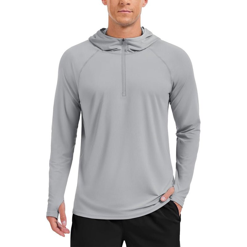 TACVASEN Light Grey + Light Grey [2 Pcs set] Zip Up Hooded Long Sleeve Sun Protection Shirt