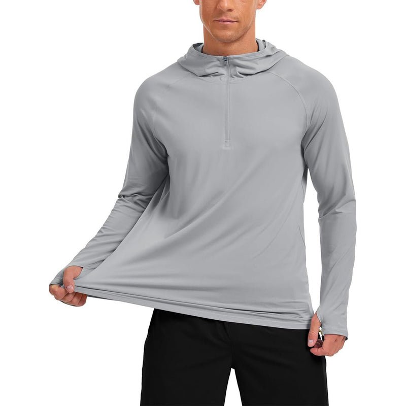 TACVASEN Dark Grey + Light Grey [2 Pcs set] Zip Up Hooded Long Sleeve Sun Protection Shirt