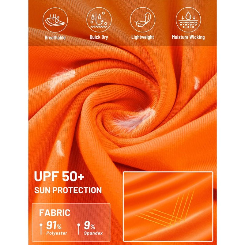 TACVASEN Orange + Orange [2 Pcs set] Zip Up Hooded Long Sleeve Sun Protection Shirt