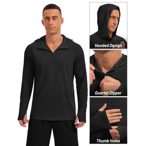 TACVASEN Black + White [2 Pcs set] Zip Up Hooded Long Sleeve Sun Protection Shirt