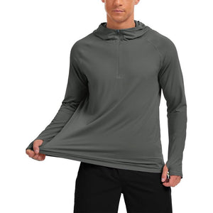 TACVASEN Dark Grey + Dark Grey [2 Pcs set] Zip Up Hooded Long Sleeve Sun Protection Shirt